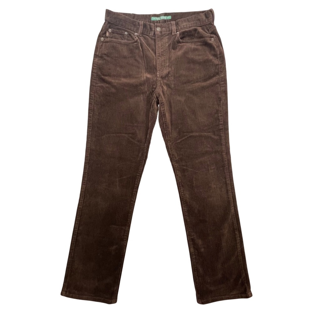 Lauren Ralph Lauren Brown Corduroy Straight Leg Pants Women Size 8